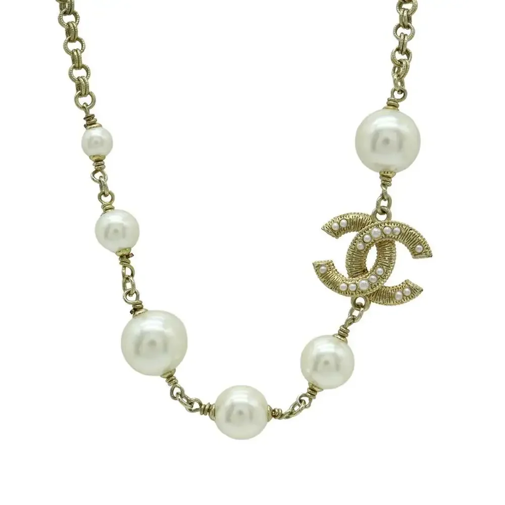 Chanel Cc Logo Pendant Necklace Gold- #266406C13B
